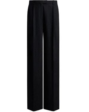 12 STOREEZ Pleated Wide-Leg Trousers - Black