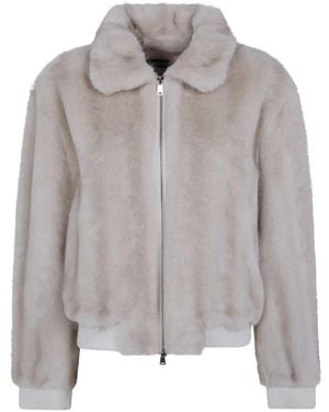 DR. HOPE Faux-Fur Zip-Up Jacket - Gray