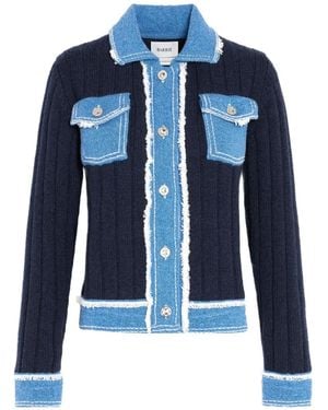 Barrie Ribbed-Knit Denim-Effect Jacket - Blue
