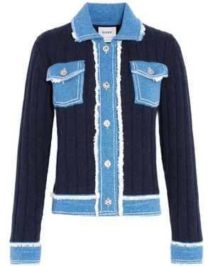 Barrie Ribbed-Knit Denim-Effect Jacket - Blue