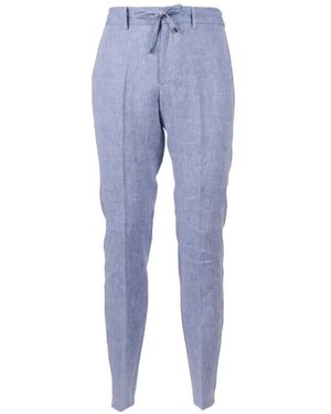 Berwich Drawstring-Waist Linen Pants - Blue