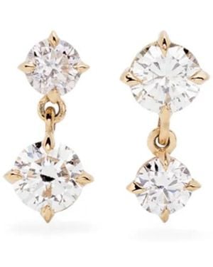 Lizzie Mandler 18Kt Large Alternating Diamond Drop Earrings - White