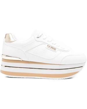 Guess Logo-Embossed Platform Sneakers - White
