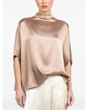 LAPOINTE Satin Cape Blouse - Natural