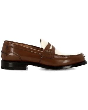 Ortigni Two-Tone Penny Loafers - Brown