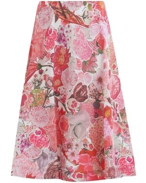 Marni Midi Skirt With Floral Print - Red