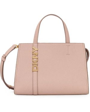 DKNY Avril Logo-Plaque Leather Tote Bag - Pink
