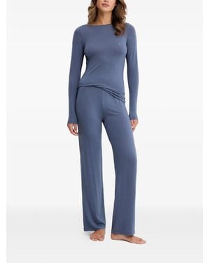 Emporio Armani Long-Sleeved Pajama Set - Blue