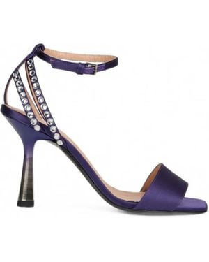 Alberta Ferretti Crystal-Embellished Satin Sandals - Blue