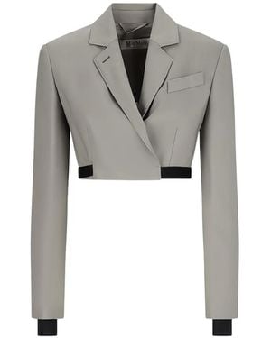 Max Mara Cropped Notched-Lapel Jacket - Grey