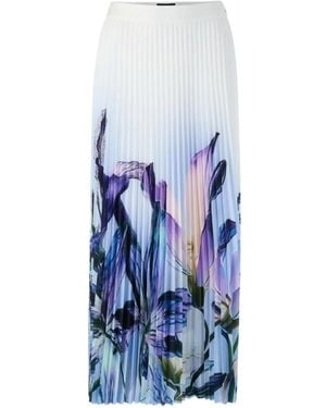 Marc Cain Lily-Print Pleated Midi Skirt - Blue