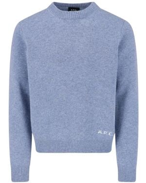 A.P.C. Pull Edmond À Logo Brodé - Bleu