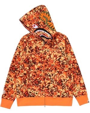 A Bathing Ape Splash Camo Shark Full-Zip Hoodie - Orange