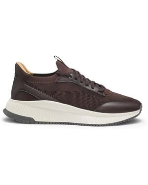 BOSS Mesh Panelled Trainers - Brown