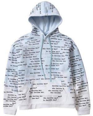 Who Decides War Logo-Embroidered Hoodie - Blue