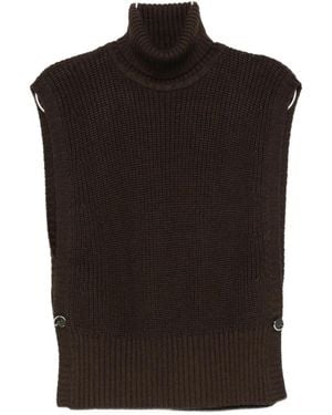 Nine:inthe:morning Roll-neck Button-detail Knitted Top - ブラック