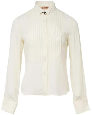 N°21 Pintucks Long-Sleeve Shirt - White