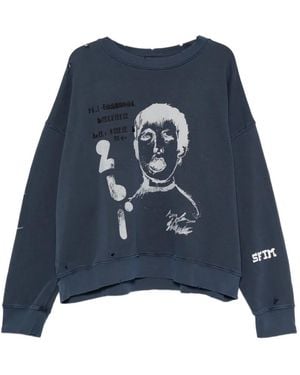 Song For The Mute Graphic-Print Distressed Sweatshirt - Blue