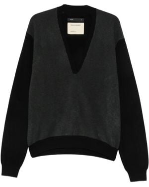 Frenckenberger Johnny Two-Tone V-Neck Sweater - Black