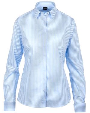 Fay Striped Turned-Up Cuffs Shirt - Blue
