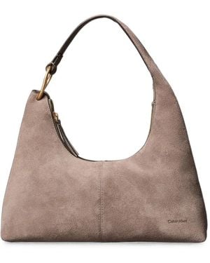 Calvin Klein Suede Shoulder Bag - Natural