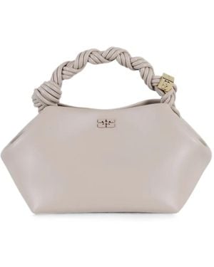 Ganni Small Bou Braided-Handle Tote Bag - White