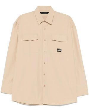 KARL LAGERFELD Logo-Plaque Shirt - Natural