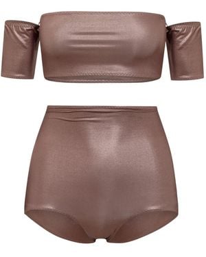 ALESSANDRO VIGILANTE Shiny Bikini Set - Brown