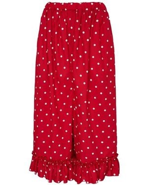 Comme des Garçons Polka-Dot Ruffled Trousers - Red