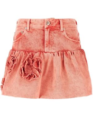 Ganni Floral-Appliqué Flared Skirt - Pink