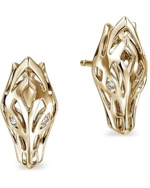 John Hardy 14K Naga Diamond Stud Earrings - Metallic