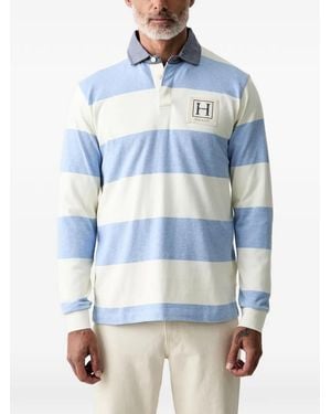 Hackett Striped Long-Sleeve Polo Shirt - Blue