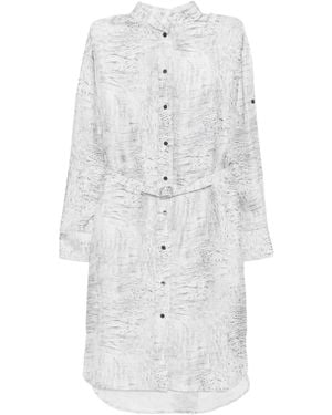 Ferragamo Belted Buttoned-Up Shirt Dress - White