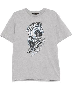 Roberto Cavalli Graphic-Print Crew-Neck T-Shirt - Grey