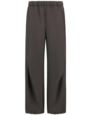 Laminar Pantalones Rectos Con Cordones - Gris