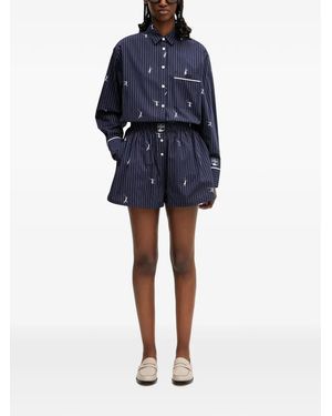 Lacoste Pinstriped Embroidered Shorts - Blue