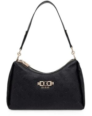 Guess Anise Logo-Debossed Monogram-Pattern Tote Bag - Black