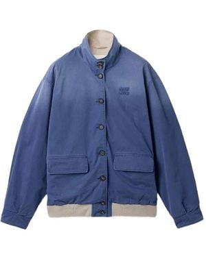 Miu Miu Old Washed Twill Blouson Jacket - Blue