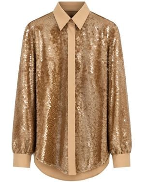 Alberta Ferretti Sequin-Embellished Long-Sleeve Shirt - Natural