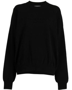 Alexander Wang Pullover Girocollo Con Logo Goffrato - Nero