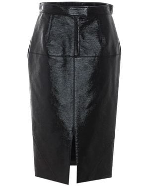 Lanvin Vinyl-Effect Split-Detail Midi Skirt - Black
