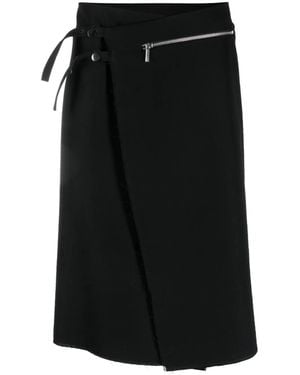 SAPIO N45 Zip-Up Asymmetric Wool Skirt - Black