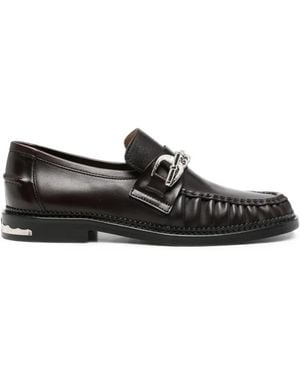 Toga Virilis Buckled Chain-Link Leather Loafers - Black