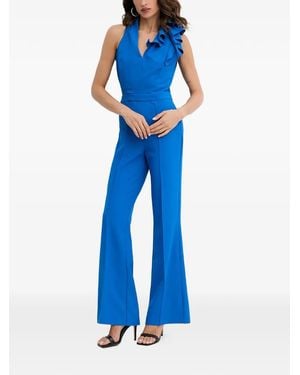 Morgan Ruffled V-Neck Jumpsuit - Blue