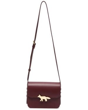 Maison Kitsuné Bolso De Hombro De Piel Con Placa De Zorro - Blanco