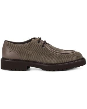 Doucal's Round-Toe Ribbed-Velvet Derby Shoes - Brown