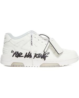 Off-White c/o Virgil Abloh Out Of Office Graffiti-Print Low-Top Trainers - White