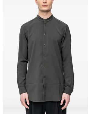 DEVOA Mandarin-Collar Button-Down Shirt - Gray