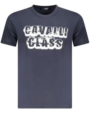 Roberto Cavalli Graffiti-Style Logo-Print T-Shirt - Blue