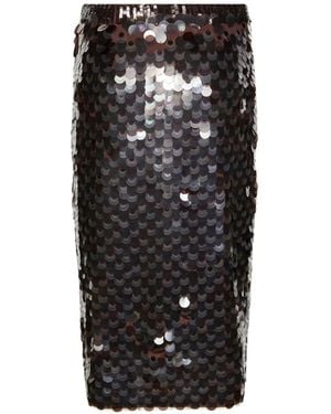 P.A.R.O.S.H. Sequin Midi Skirt - Black